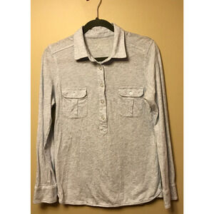 Vineyard Vines Women's Long-Sleeve Polo Blue Heathered with Pockets - Size Small